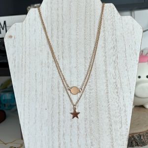 Double layered star and pendant necklace